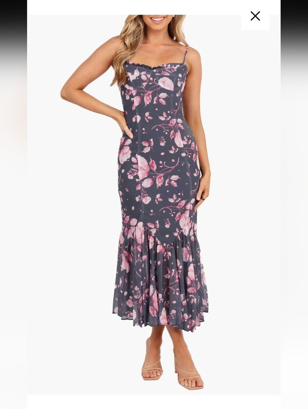 Petal & Pup Ashton Pleaded Hem Midi Dress with Pink Floral Print